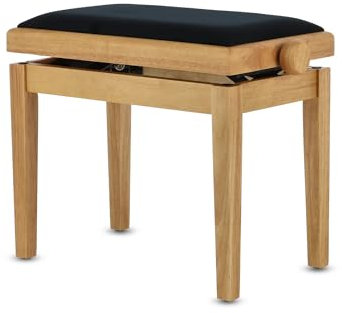 GEWA Piano Bench Deluxe, Solid Wood, Height Adjustable, Natural Matte
