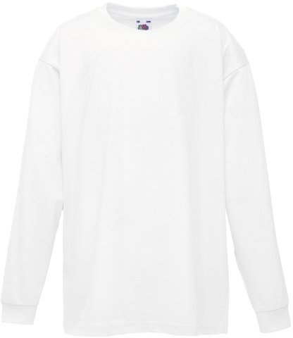 Fruit of the Loom Kids Long Sleeve T-Shirt (Pack of 2), White, 5-6 Years