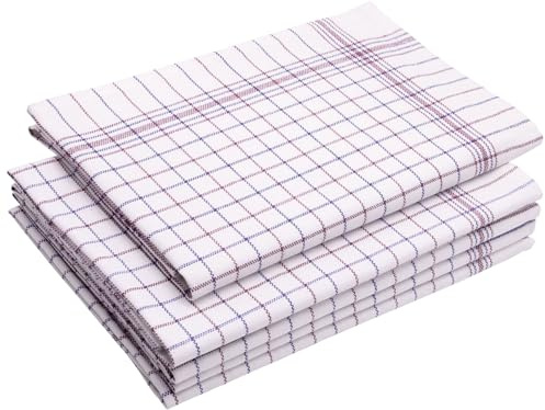 ZOLLNER 5er Set Geschirrtücher, 65x70 cm, Baumwolle, rot blau weiß kariert