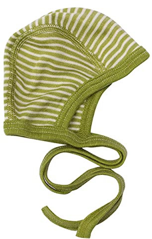 Cosilana Baby Häubchen aus 70% Wolle und 30% Seide (Grün Geringelt, 74-80)…