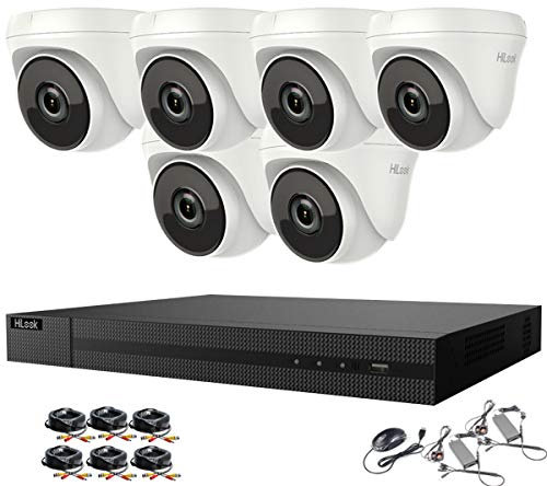 Hikvision Hilook 8Channel 5MP&40M HD CCTV Camera Systems,6x5MP Outdoor&Indoor Weatherproof (WHITE) Dome Security Camera,Motion Alert,Remote Access (NO HDD)