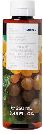 KORRES Santorini Grape Revitalisierendes Duschgel mit aktiv Aloe-Vera, mit leckeren Duft von fruchtigen Trauben, dermatologisch getestet, vegan, silikon- und parabenfrei, 250 ml