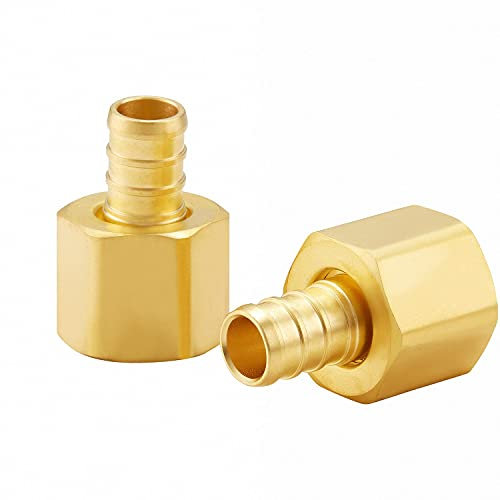 Minimprover 2 PCS Lead Free Brass Construction,1/2 PEX x 1/2-Inch Female Threaded FNPT,Swivel Elbow Pipe Plumbing Connection Crimp Fittings