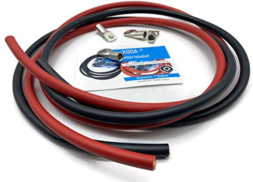 eXODA Cavo della batteria 50mm2 4x capocorda M8 ogni 2m di cavo rosso e nero
