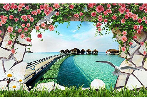 oxiang Papier Peint Photo Effet 3d Panoramique Mural Nature Paysage Salon Adulte Enfants Chambre DéCoration De La Maison Affiche Murale-Tissu en soie gaufré_500x305cm-10 partie
