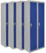 Montafox 4er Set Spind Garderobenschrank Doppelspind Metallschrank Umkleideschrank 180 x 60 x 50 cm ; Grau-Dunkelblau