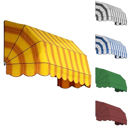 TENDEEVOLUTION Balkonmarkise mit 4 Aluminium-Streben, Tempotest oder PVC, wasserdicht, manuell oder motorisiert, Markise für Balkon, Terrasse, Fenster oder Tür (B. 250 X A. 80)