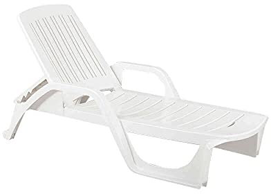 MilaniHome.it - Lettino da Giardino impilabile in plastica Bianco 190x71x46 HDI coloreBianco
