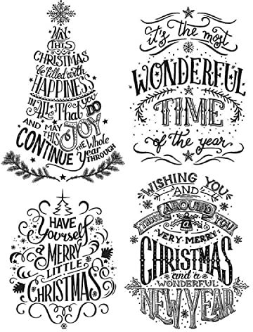 Weihnachtsbaumblätter Schneeflocken-Stempel für Kartenherstellung, wunderbare Zeit Freude Neujahr SaisongrüßeWörter transparenter Stempel für Scrapbooking Papier Basteln