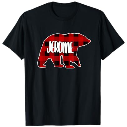 Jerome Bear Custom Red Buffalo Plaid Christmas Pajama T-Shirt