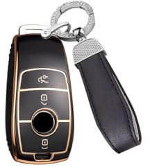 ontto TPU Autoschlüssel Hülle Passt für Mercedes Benz A C E S G Klasse GLC CLE CLA W177 W205 W213 W222 S63 AMG Fernbedienung Cover Schlüsselanhänger Schutzhülle Schlüsselcover Schlüsselbox-Schwarz R