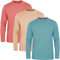 JRC Just Royal Clothing Pack of 3 Mens Long Sleeve Crewneck T-Shirts, Casual Round Neck Tops (Sheep Skin, Peach Amber, Stone Blue, 2XL)