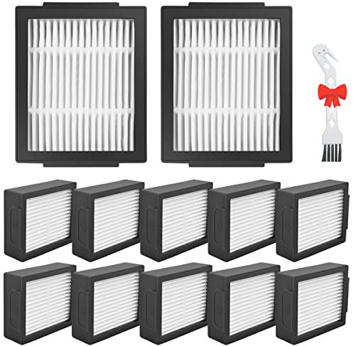 QAQGEAR 12 Piezas de Repuesto de Filtro aspiradoras robóticas para iRobot Roomba I & E Series i3, i3+, i4, i4+, i6+, i7, i7+, i8, i8+, E5, E6, E7 con Cepillo de Limpieza Multifuncional