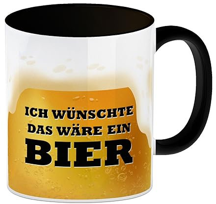 Ich wünschte das wäre ein Bier Kaffeebecher Schwarz