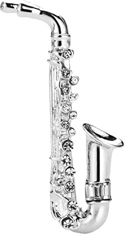 Brosche Schmuck Pin Stahl Silber Saxophon, Edelstahl