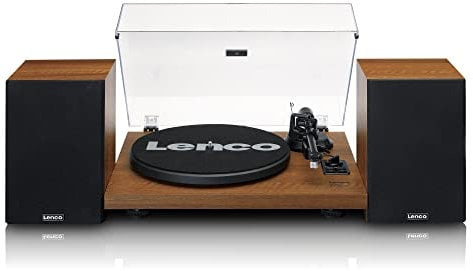 Lenco LS-480 Hi-Fi Plattenspieler mit Bluetooth - Mit externen Lautsprechern 2 x 30 W RMS - Riemenantrieb - Vorverstärker - MDF-Gehäuse - braun