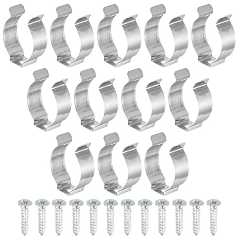 sourcing map Paquete de 12 T8 Clips Soporte Colgador Fluorescente Tubo Luz | Accesorio Soporte U Tipo Abrazaderas con Tornillos, Inoxidable Acero, para LED Luz Bombillas Techo Lámpara
