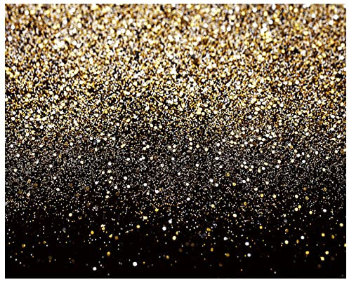 AIIKES 12x10FT Goldene Bokeh Fotografie Hintergrund Schwarz und Gold Glitter Hintergrund Hochzeit Familie Geburtstag Party Dekoration Neugeborenen Foto Hintergrund Studio Requisiten 11-547