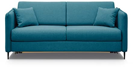 All4All Schlafsofa Sky II Sofa mit Schlaffunktion 2-sitzer Sofa mit Matratze Sofa zum Ausklappen Gepolstert Metallfüße Grau Braun Schwarz Grün Blau Beige