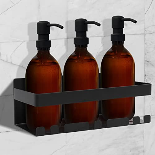 Joeji's Duschablage Ohne Bohren Edelstahl Schwarz – Selbstklebendes Duschregal für Dusche & Badezimmer – Eckregal Wandregal als Shampoo Halterung & Organizer Bad Zubehör