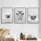 Hava Kolari Lustiges 3er Poster Set, Hochland Kuh Wandkunst Badezimmerbilder Schwarz Weiß Leinwand Bild Deko für Badezimmer Toilette, OHNE Rahmen (21 x 30 cm)