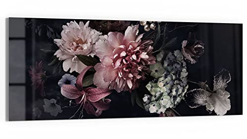 DEQORI Glasbild Echtglas | Motiv Blühende Pracht | horizontal einteilig 125x50 cm | schöne Dekoration | Wandbild für Wohnzimmer, Schlafzimmer, Flur & Küche | moderne Wanddeko