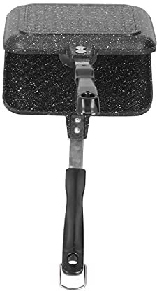 Sandwichera Antiadherente De Doble Cara Con Asa, Sandwichera, Desayuno De Aluminio Queso A La Parrilla Sartén Antiadherente, Gas O Estufa Eléctrica Sartén Abatible De Aluminio, Para Cocina Hogar