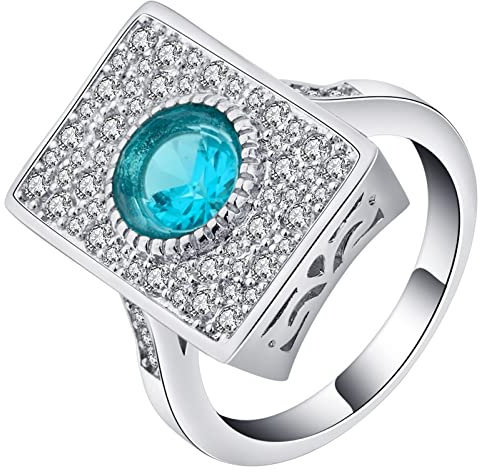Whoiy Eheringe Viereckig, Ringe Schmuck Frauen Silber Eheringe Ring 57 (18.1) Verlobungsring für Frauen