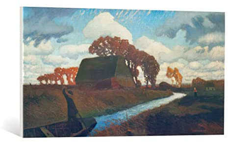 kunst für alle Leinwandbild: Otto Modersohn Herbstwetter - hochwertiger Druck, Leinwand auf Keilrahmen, Bild fertig zum Aufhängen, 95x50 cm