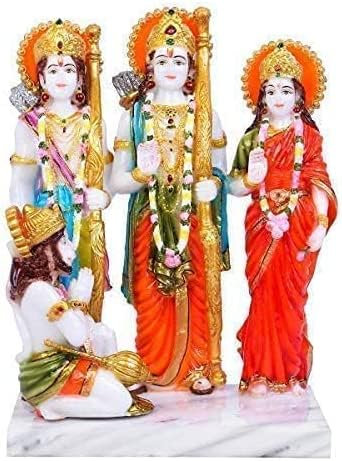 EXPORT STORE Marble Look Ram Darbar Statue Murti Idol for Pooja Room Home Temple 6 Inch Multicolour