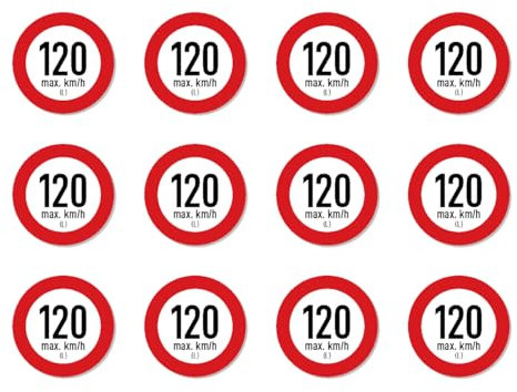 Geschwindigkeitsindex L (max. 120 km/h) - Aufkleber - Autoreifen, bei Reifenwechsel - 25 mm Durchmesser, 12 Stück