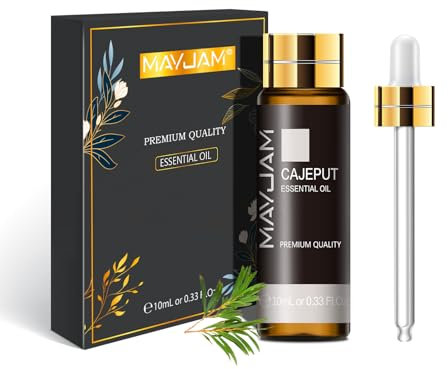 MAYJAM Olio Essenziale Di Cajeput 10ml, Olio Di Cajeput Per Diffusori, Umidificatori, Fai Da Te, Casa, Guardaroba