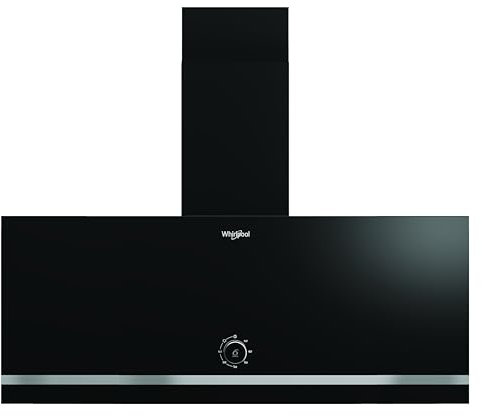 Whirlpool Cappa aspirante WHVA 92F LM K/Cappa da parete 90 cm/Cappa aspirante senza testa/EEK A/Modalità di scarico e ricircolo / 3 livelli di potenza con livello intensivo/vetro nero