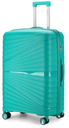Aerostar 28” Large Lightweight PP Hard Suitcase 4 Silent Spinner Wheels Check-in Luggage Integrated TSA Combination Lock for 20 to 23kg (Aqua Blue, 100 Litre)
