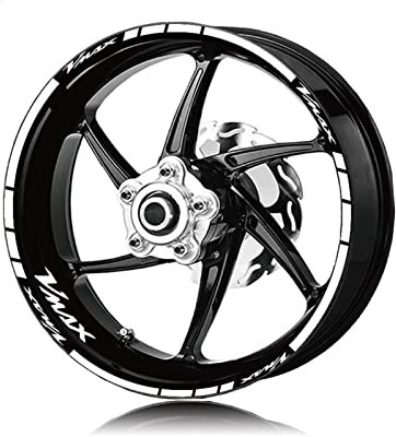 YESKIT Modifizierte dekorative Aufkleber Motorrad Rad Aufkleber Vorne Hinten Reifen Logo Reflektierende Streifen Aufkleber Felge Wasserdichter Aufkleber Für VMAX VMAX (Color : Bianco)