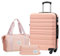 LONG VACATION Valise bagage à main, valise à roulettes, valise de voyage, coque rigide, 4 roulettes, serrure TSA - La valise contient 1 sac de voyage et 1 trousse de toilette, lotus rose, Koffer-Set