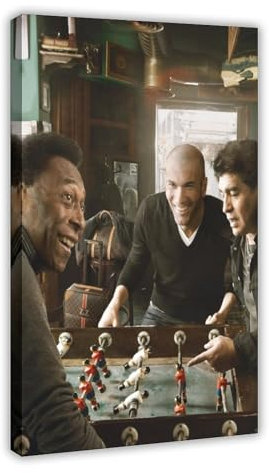 Hndeial Zidane Maradona Pelé Spieltisch Fußball Leinwand Poster Wandkunst Dekor Druck Bild Gemälde für Wohnzimmer Schlafzimmer Dekoration Rahmenstil 30 x 45 cm