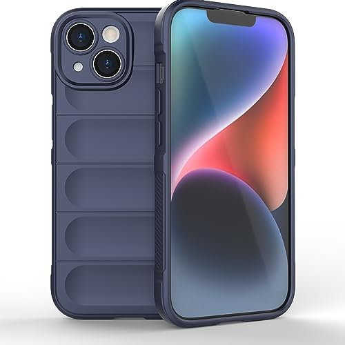 Knoowcase for iPhone 14 Phone Case Shockproof Soft Silicone Bumper Case Shock Absorbing Airbag Anti-Slip TPU Rubber Matte Shell Protective Cover for iPhone 14, Dark Blue