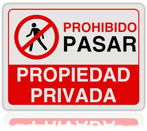 LEIASA Cartel Prohibido el Paso - 28x21 cm - Reflectante - Grosor 0.8 mm - Cartel Propiedad Privada