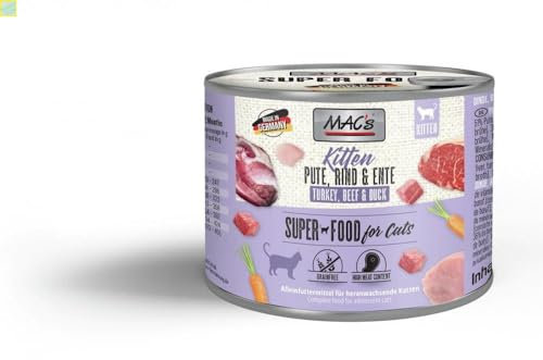 MACs Cat Kitten Pute, Rind & Ente Getreidfrei 200g Größe 6 x 200g