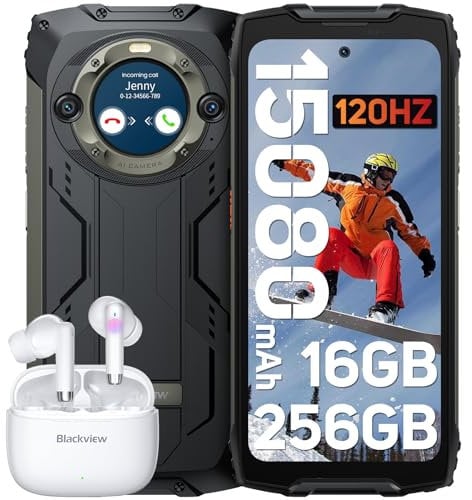 Blackview Rugged Phone, BV9300 Pro 16GB+256GB/2TB, 15080mAh 33W Fast Charge, 6.78 FHD+1.32 Rear Display, 100LM Lights Outdoor Android 13 Rugged Smartphone, 64MP+32MP, NFC, Waterproof Mobile Phones