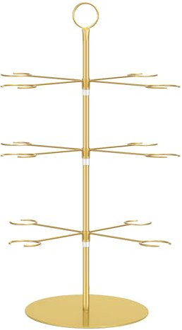 IGTOPS Support d'arbre à cocktail en métal pour fête de mariage, 3 niveaux, 12 supports pour verre à vin, support de bar, porte-boissons, porte-champagne, doré
