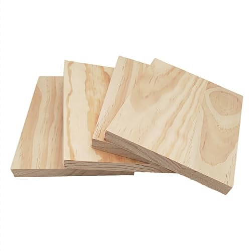 Unlackierte Holzblöcke zum Basteln, 20 x 15 x 1,5 cm, rechteckige Holzbretter, blanko, Whittling Holzblöcke für Holzschnitzerei, Malen und Brennen, 4 Stück