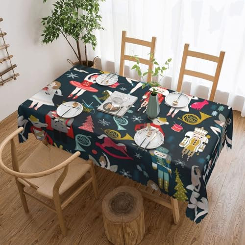 OdDdot Tischdecke, Motiv: Nussknacker, Ballett, Weihnachten, Tanz, rechteckig, 137,2 x 183,9 cm, faltenfrei, Tischdecke für Küche, Esstisch