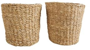 Bloomique - Pot à Plantes Tressé Coco - Lot de 2 Pots - Beige - Jonc de Mer - Panier pour Plantes - Intérieur et Extérieur - H22x Ø21