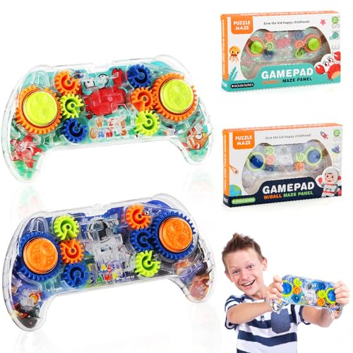 Labyrinth Puzzle Spiele für Kinder，2 Pcs Spielgriff Form Perplexus Kugellabyrinth mit Zwei Stahlkugel，Labyrinth Lernspielzeug für Jungen und Mädchen Halloween Weihnachten Geburtstagsgeschenke