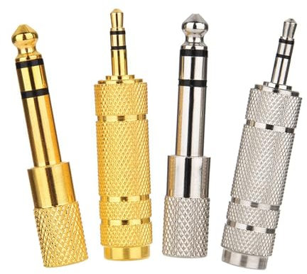 4pcs Headphone Jack Adapter,6.35mm Male 1/4 inch to 3.5mm Female 1/8 inch Stereo Jack Adapter,3.5mm Male to 6.35mm Female Plug Adapter Headphone Jack Converter for Keyboard Digital Piano Earphone