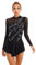 Eandarui Eiskunstlauf Kleid Damen Glitzer Strass Ballettkleid Langarm Cut Out Ballettanzug Mesh Patchwork Trikotanzug Mit Wickelrock Tanzkostüm Schwarz M