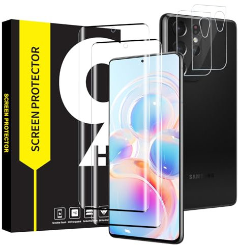 VSEER 2+2 Stück Schutzfolie für Panzerglas für Samsung Galaxy S21 Ultra 5G, HD Klare 9H Härte Splitterfrei S21 Ultra 5G Panzer Schutz Glas, 3D Vollbildschirm Dauerhaft Samsung S21 Ultra 5G Panzerfolie
