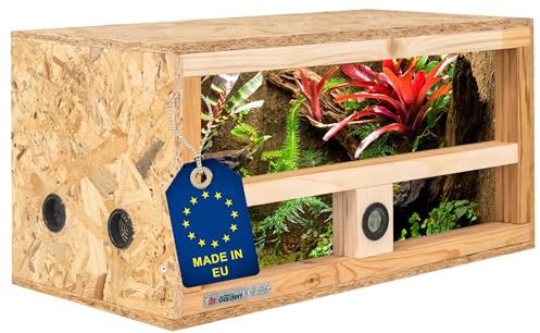 ITA Mini Terrarium 60x30x30 cm mit Seitenbelüftung & Integriertem Hygrometer - Holzterrarium aus OSB-3 Platten - Terrarien für Reptilien, Schlangen, Amphibien - EU Produkt, FSC Zertifiziert